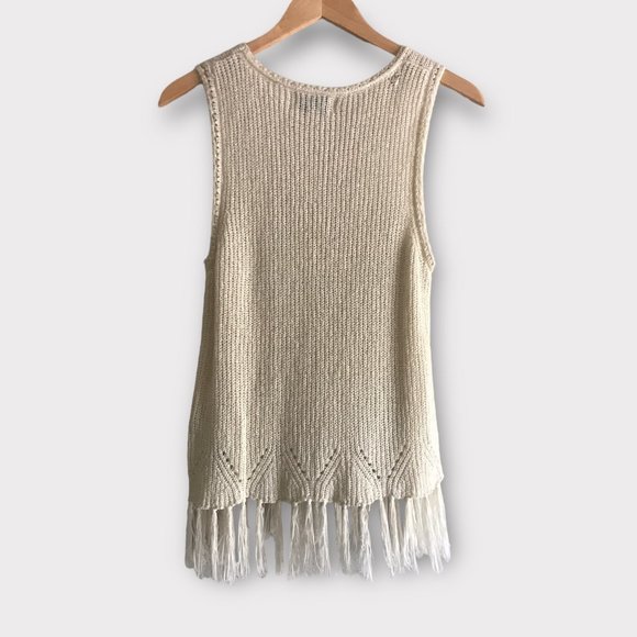 PEPIN ANTHROPOLOGIE Boho Fringe Tassel Crochet Knit Tank Top Size Small - Picture 2 of 7